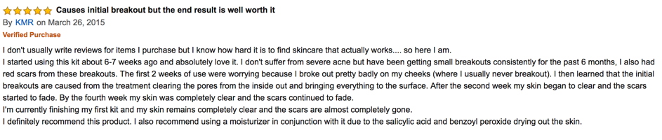 Another positive customer review on Exposed Skin Care